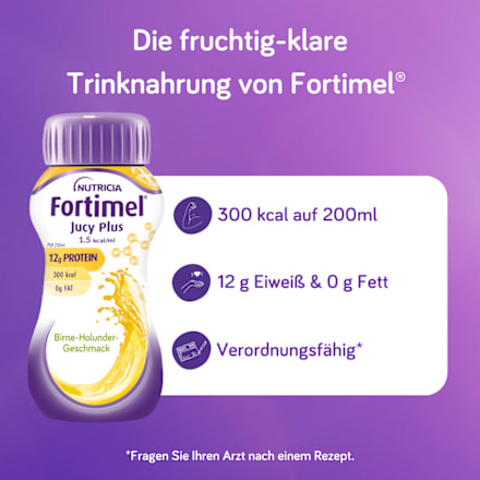 Fortimel Jucy Plus Trinknahrung Birne Holunder 4 x 200ml Fortimel