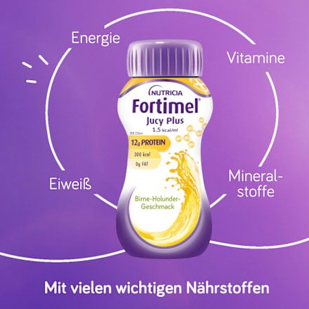 Fortimel Jucy Plus Trinknahrung Birne Holunder 4 x 200ml Fortimel