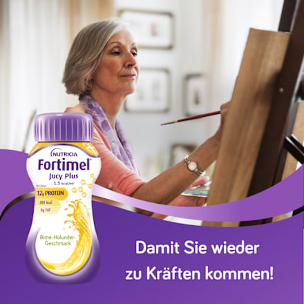 Fortimel Jucy Plus Trinknahrung Birne Holunder 4 x 200ml Fortimel