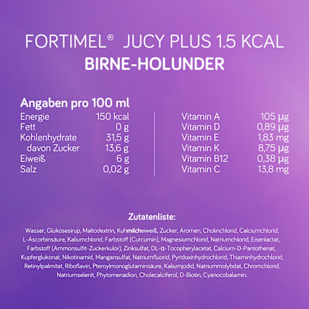 Fortimel Jucy Plus Trinknahrung Birne Holunder 4 x 200ml Fortimel