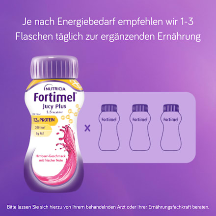 Fortimel Jucy Plus Trinknahrung Himbeere frische Note 4 x 200ml Fortimel