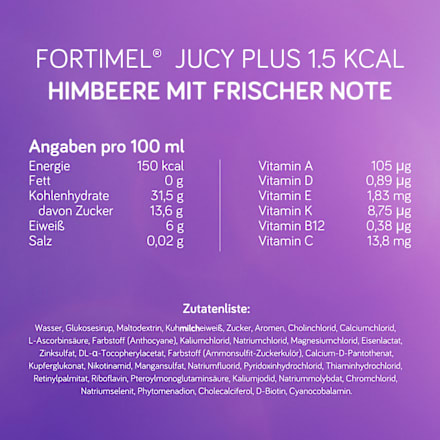 Fortimel Jucy Plus Trinknahrung Himbeere frische Note 4 x 200ml Fortimel