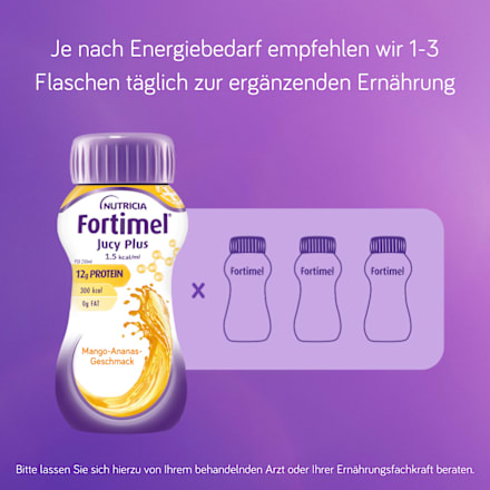 Fortimel Jucy Plus Trinknahrung Mango Ananas 4 x 200ml Fortimel