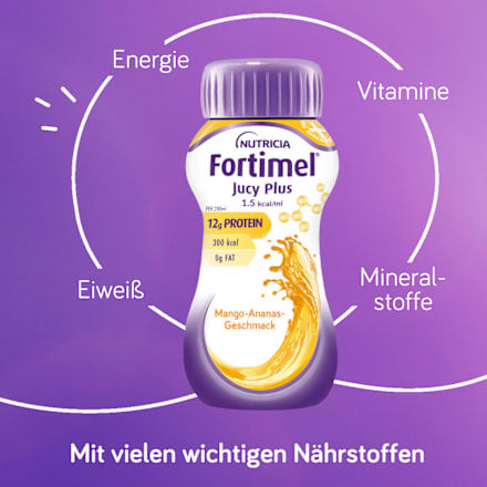 Fortimel Jucy Plus Trinknahrung Mango Ananas 4 x 200ml Fortimel