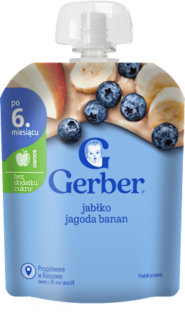 Mus owocowy jabłko, jagoda, banan po 6. miesiącu życia Gerber