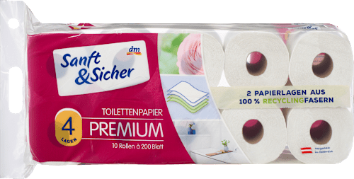 Toaletni papir, 4-slojni, 10 x 200 Sanft&Sicher