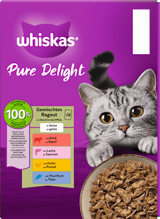 Nassfutter Katze Pure Delight Gemischtes Ragout in Gelee Whiskas