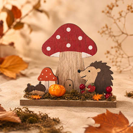 Holzaufsteller Pilz mit Tieren (12,5 cm) Dekorieren & Einrichten