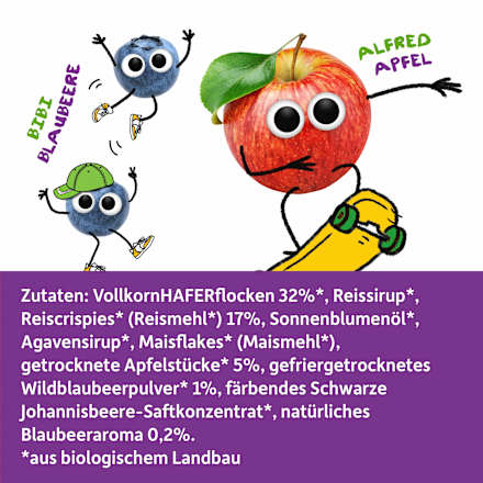 Kindersnack Crispy Riegel Apfel & Blaubeere ab 3+ Jahren (6x21 g) Freche Freunde