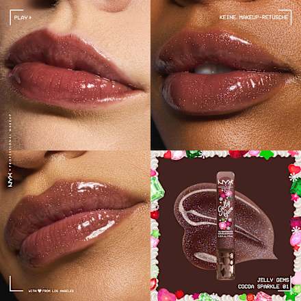Lipgloss XMAS Jelly Gem 01 Cocoa Sparkle NYX PROFESSIONAL MAKEUP