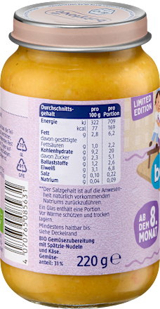 Menü Käsespätzle mit Gemüse ab dem 8.Monat babylove