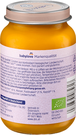 Bio zelenjavni pripravek s korenjem in pastinakom, 5 m+ babylove