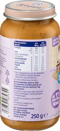 Menü Linsengemüse mit Rind ab dem 12.Monat babylove