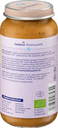 Menü Linsengemüse mit Rind ab dem 12.Monat babylove