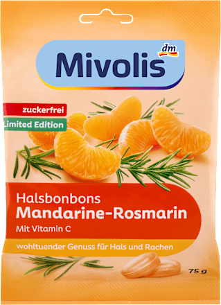 Cukierki na gardło o smaku mandarynki i rozmarynu Mivolis