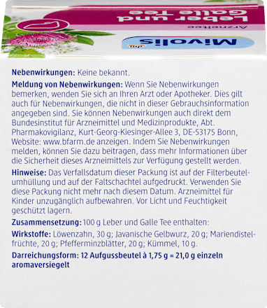 Arzneitee, Leber & Galle Tee (12 Beutel) Mivolis