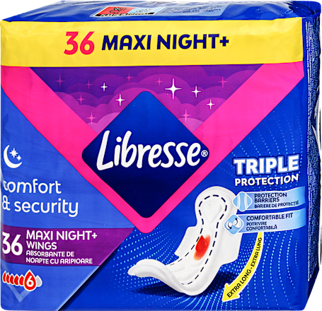  Éjszakai egészségügyi szárnyas betét Maxi Night+ Libresse