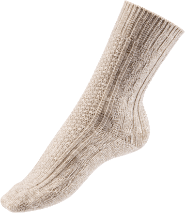 Socken mit Bio-Wolle & Zopf-Muster beige Gr. 35-38 Fascino
