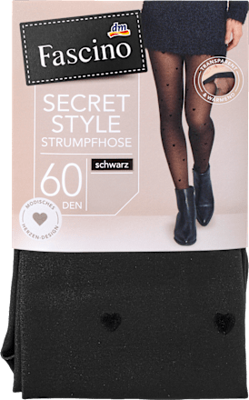 Strumpfhose Secret Style mit Herz-Muster & Transparent-Optik schwarz Gr. 38/40, 60 DEN Fascino