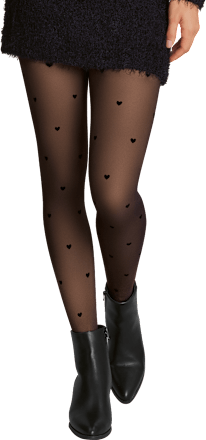 Strumpfhose Secret Style mit Herz-Muster & Transparent-Optik schwarz Gr. 38/40, 60 DEN Fascino