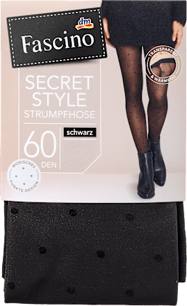 Strumpfhose Secret Style mit Punkte-Muster & Transparent-Optik schwarz Gr. 42/44, 60 DEN Fascino