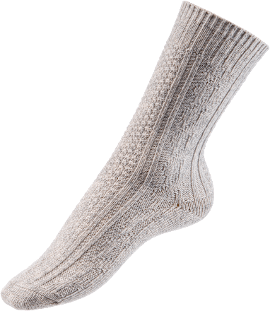 Wollsocken Zopf-Muster grau, Gr. 35-38 (1 Paar) Fascino