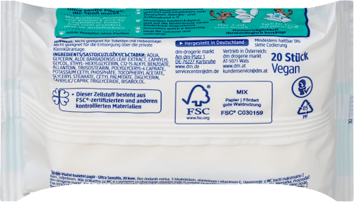 Feuchte Toilettentücher ultra sensitiv Reisegröße SauBär