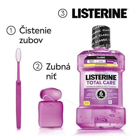 Ústna voda Total Care Teeth Protection Clean Mint Listerine