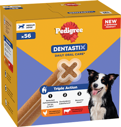 Kausnack Hund Zahnpflege DentaStix für mittelgroße Hunde, Multipack (8x7 Stück) Pedigree