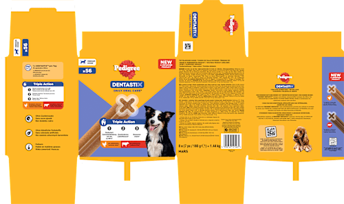 Kausnack Hund Zahnpflege DentaStix für mittelgroße Hunde, Multipack (8x7 Stück) Pedigree