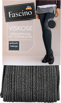 Strumpfhose mit Viskose & Zopf-Muster grau Gr. 46/48 Fascino