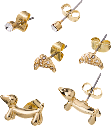 Ohrstecker Croissant & Dackel, Gold-Optik ebelin