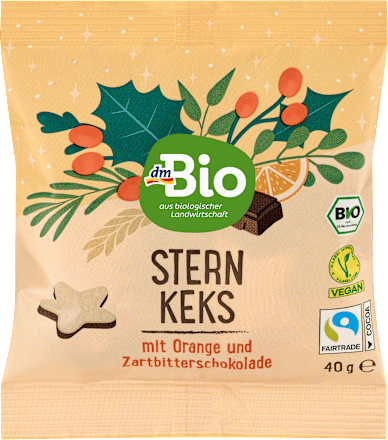 Sternkeks mit Orange Zartbitterschokolade, Adventskalender zum Selbstgestalten 2026 dmBio