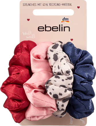 Scrunchies, Dalmatiner-Muster / rot / blau / rosa ebelin