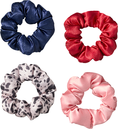 Scrunchies, Dalmatiner-Muster / rot / blau / rosa ebelin