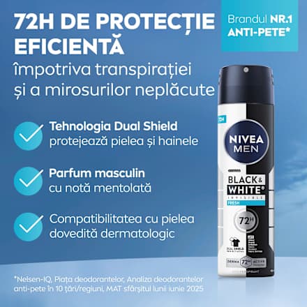 Deodorant spray Black&White invisible Fresh NIVEA MEN