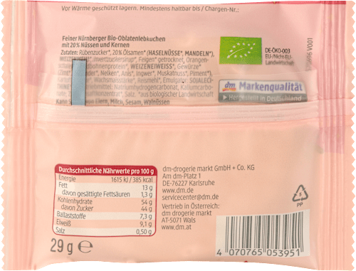 Nürnberger Lebkuchen, glasiert, Adventskalender zum Selbstgestalten 2026 dmBio