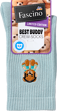 Crew Socken mit Teddy-Motiv blau Gr. 39-42 Fascino