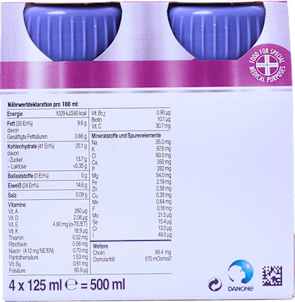 Fortimel Compact Protein Trinknahrung kühlende Beere 4 x 125 ml Fortimel