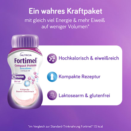 Fortimel Compact Protein Trinknahrung kühlende Beere 4 x 125 ml Fortimel