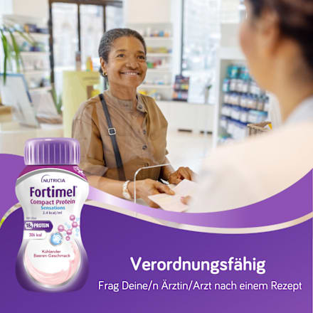 Fortimel Compact Protein Trinknahrung kühlende Beere 4 x 125 ml Fortimel