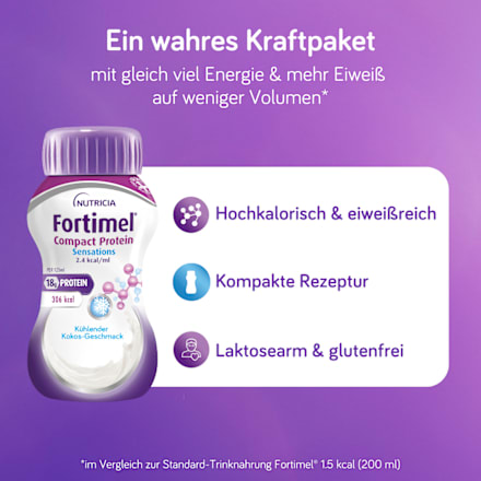 Fortimel Compact Protein Trinknahrung kühlende Kokosnuss 4 x 125 ml Fortimel