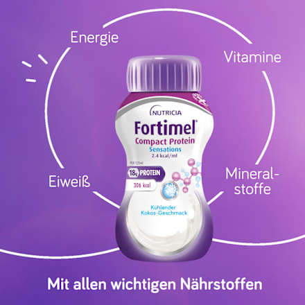Fortimel Compact Protein Trinknahrung kühlende Kokosnuss 4 x 125 ml Fortimel