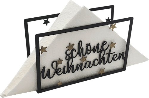 Serviettenhalter "schöne Weihnachten", schwarz-gold (14x9x4 cm) Dekorieren & Einrichten