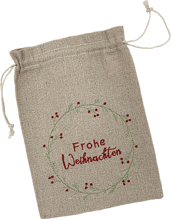 Jutebeutel "Frohe Weihnachten", beige-rot-grün Dekorieren & Einrichten