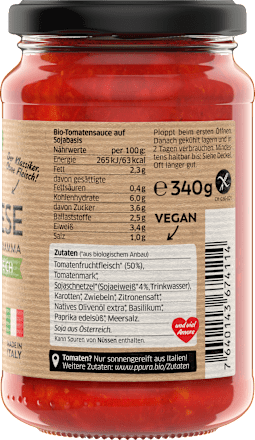 Tomatensauce, Bolognese, vegan PPURA
