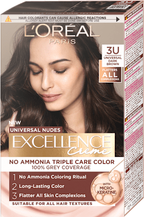 Боя за коса без амоняк Nudes, Nr.3U Universal Dark Brown L'ORÉAL PARiS EXCELLENCE Creme