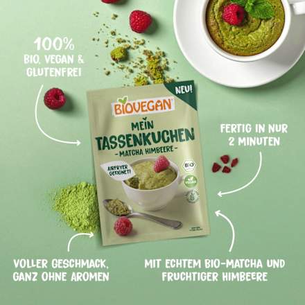 Mein Tassenkuchen, Matcha Himbeere BIOVEGAN