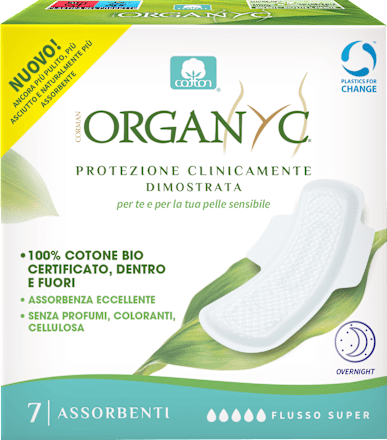 Assorbenti notte con ali in cotone bio ORGANYC