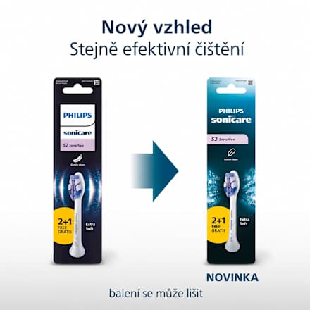 náhradní hlavice S2 Sensitive, Extra Soft bílé Philips Sonicare